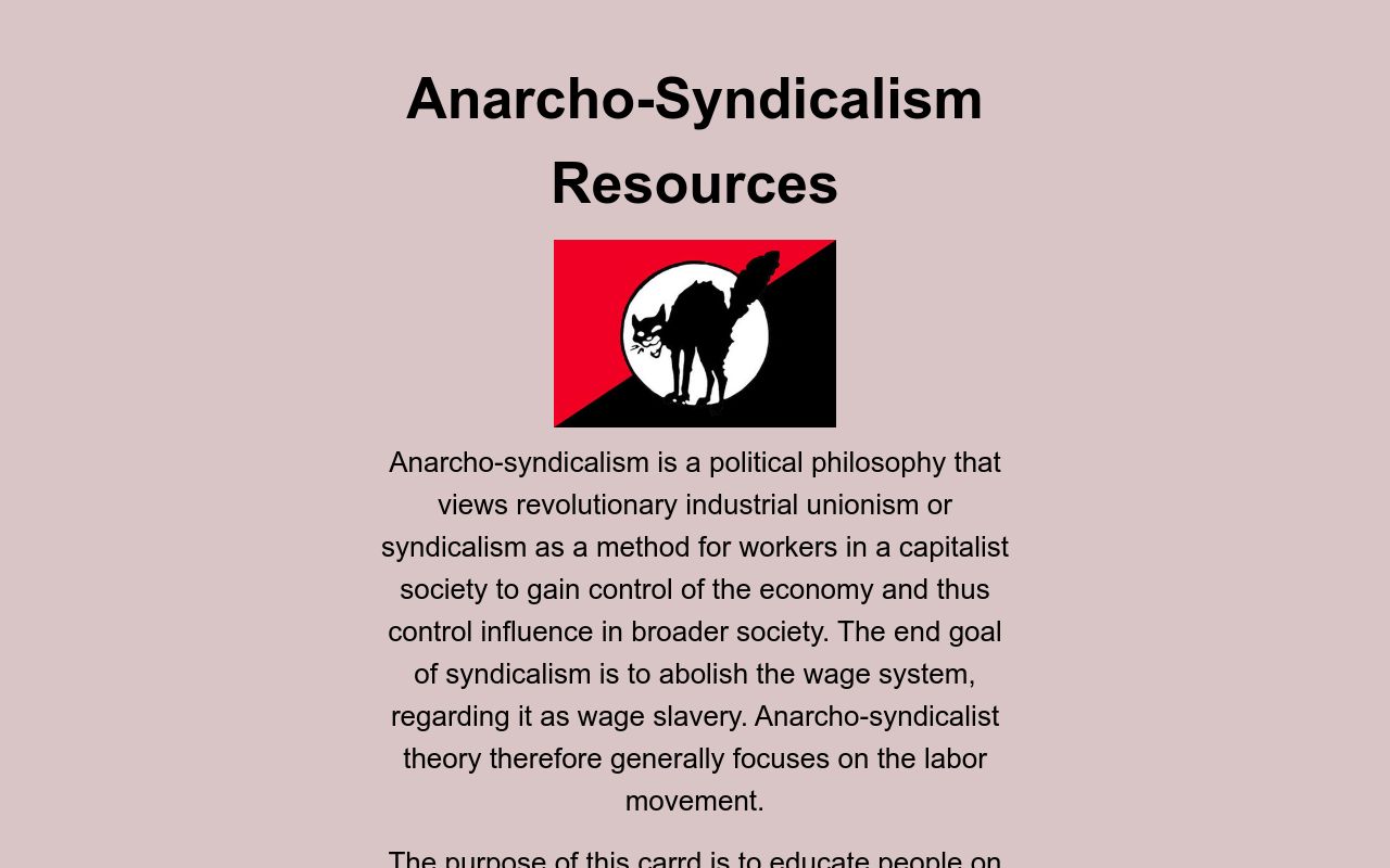 Anarcho-Syndicalism Rescources